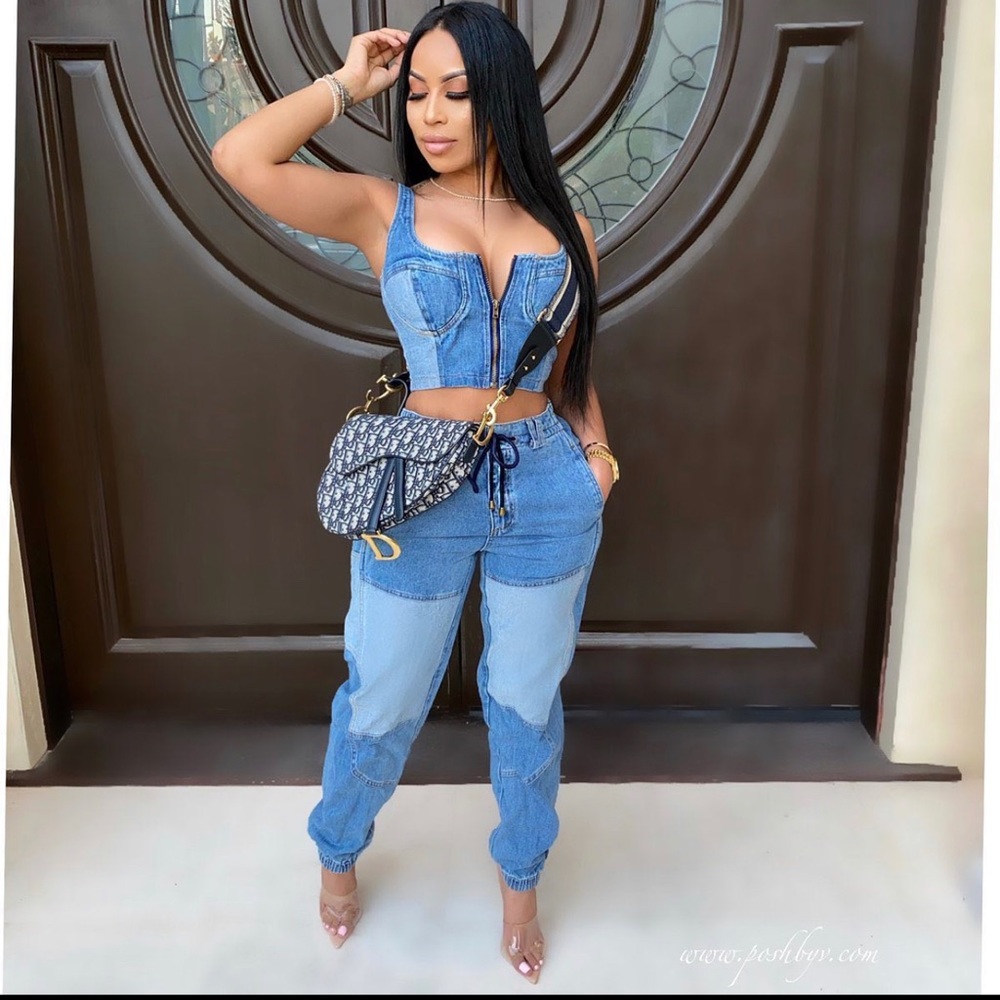 Denim two piece set
